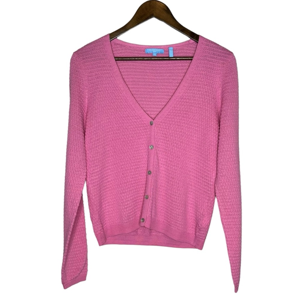Draper James‎ RSVP Women's Pink V-Neck Textured Long Sleeve Cardigan Size Small